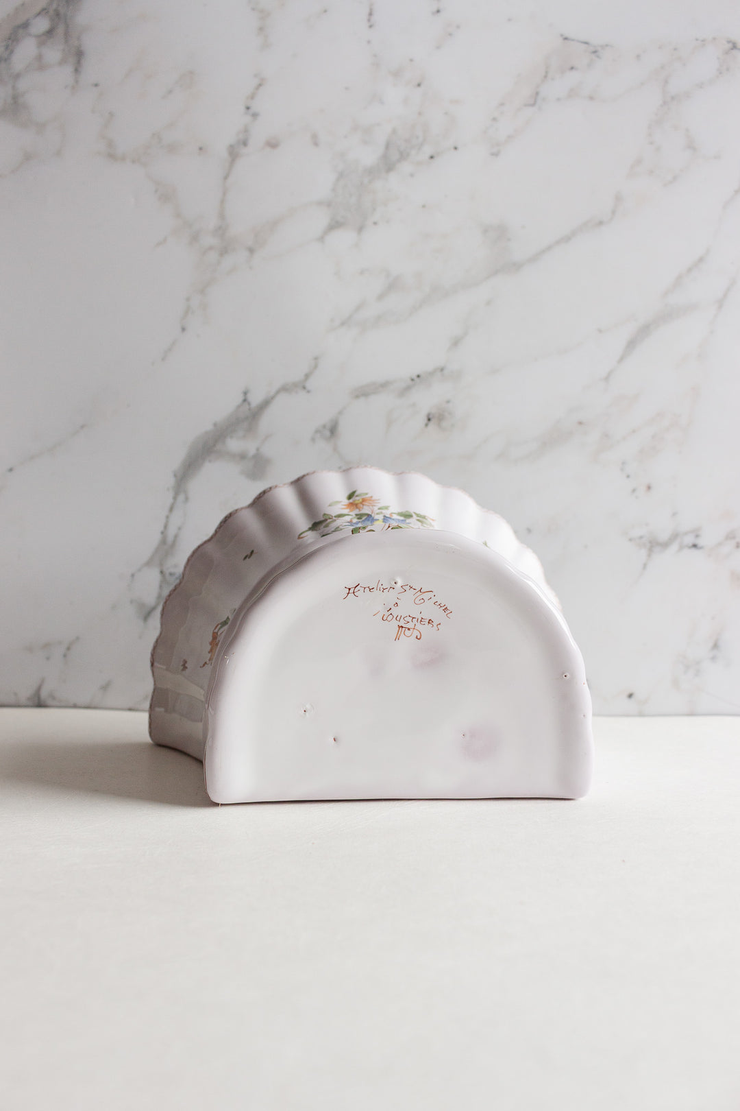 vintage french hand painted Moustiers bouquetière