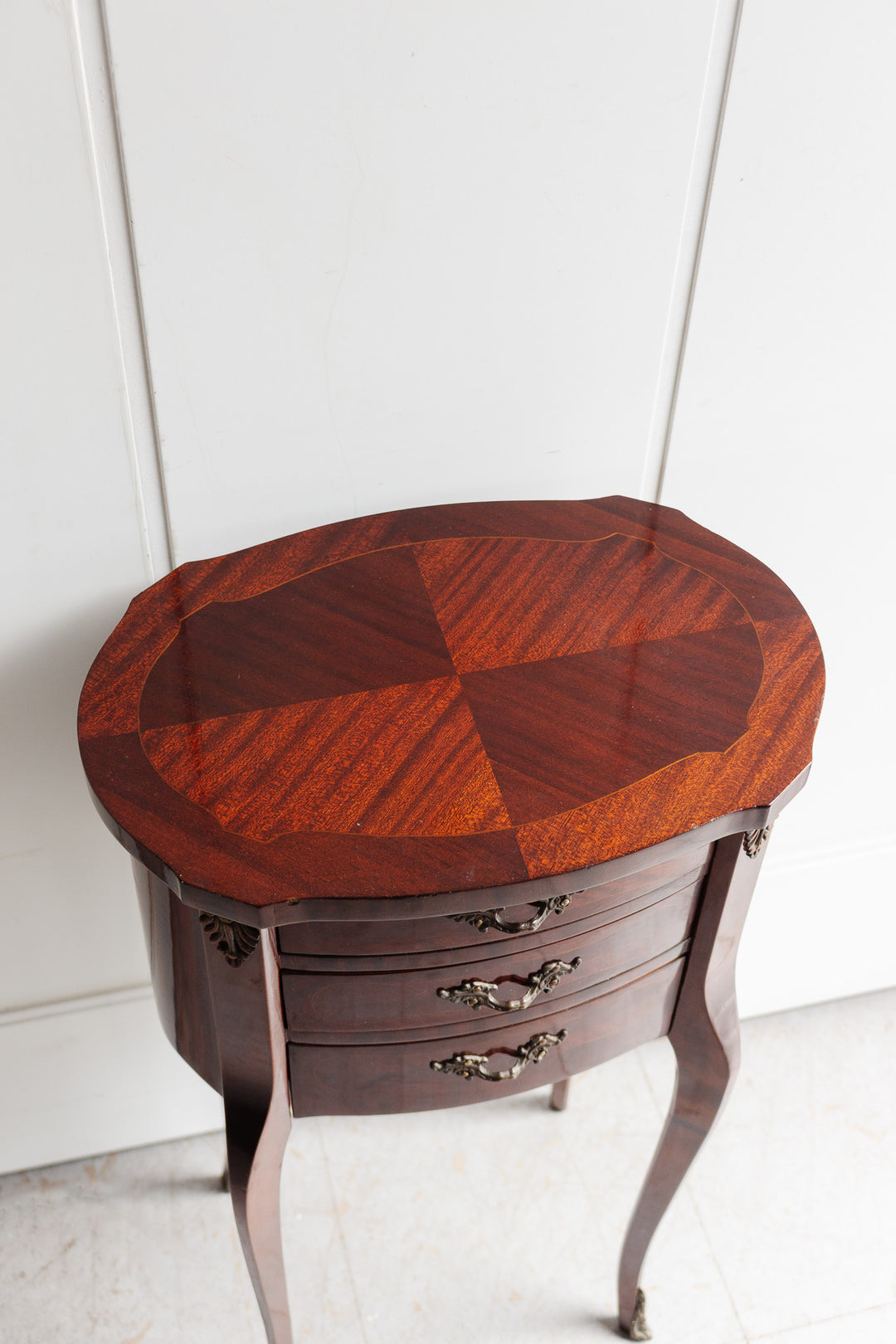 pair of antique french Louis xv style cherry wood nightstands