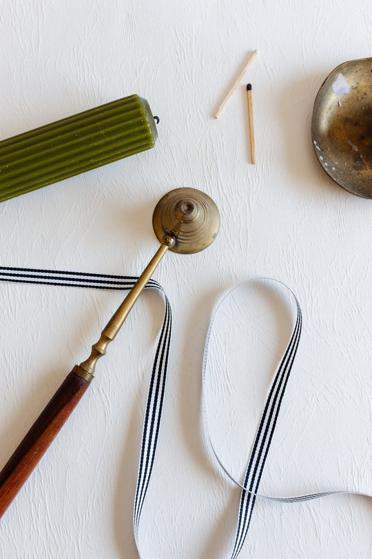 antique french candle snuffer with wood handle