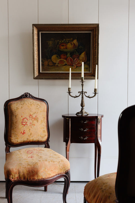 pair of antique french Louis xv style cherry wood nightstands