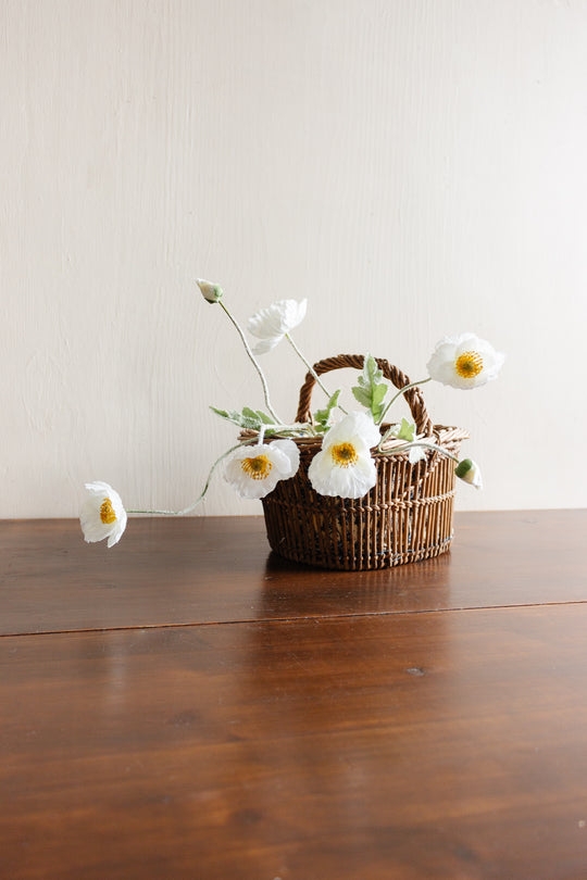 vintage french fabric lined panier