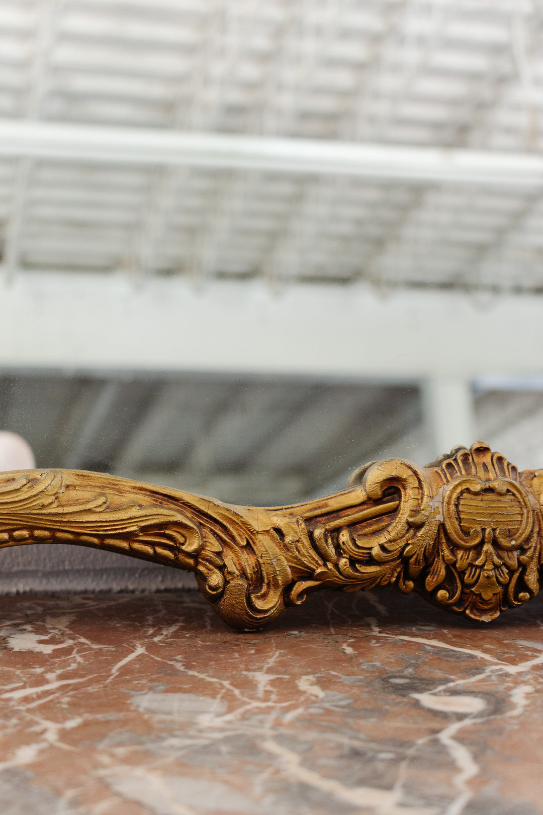 large antique french wood baroque style gilt mirror