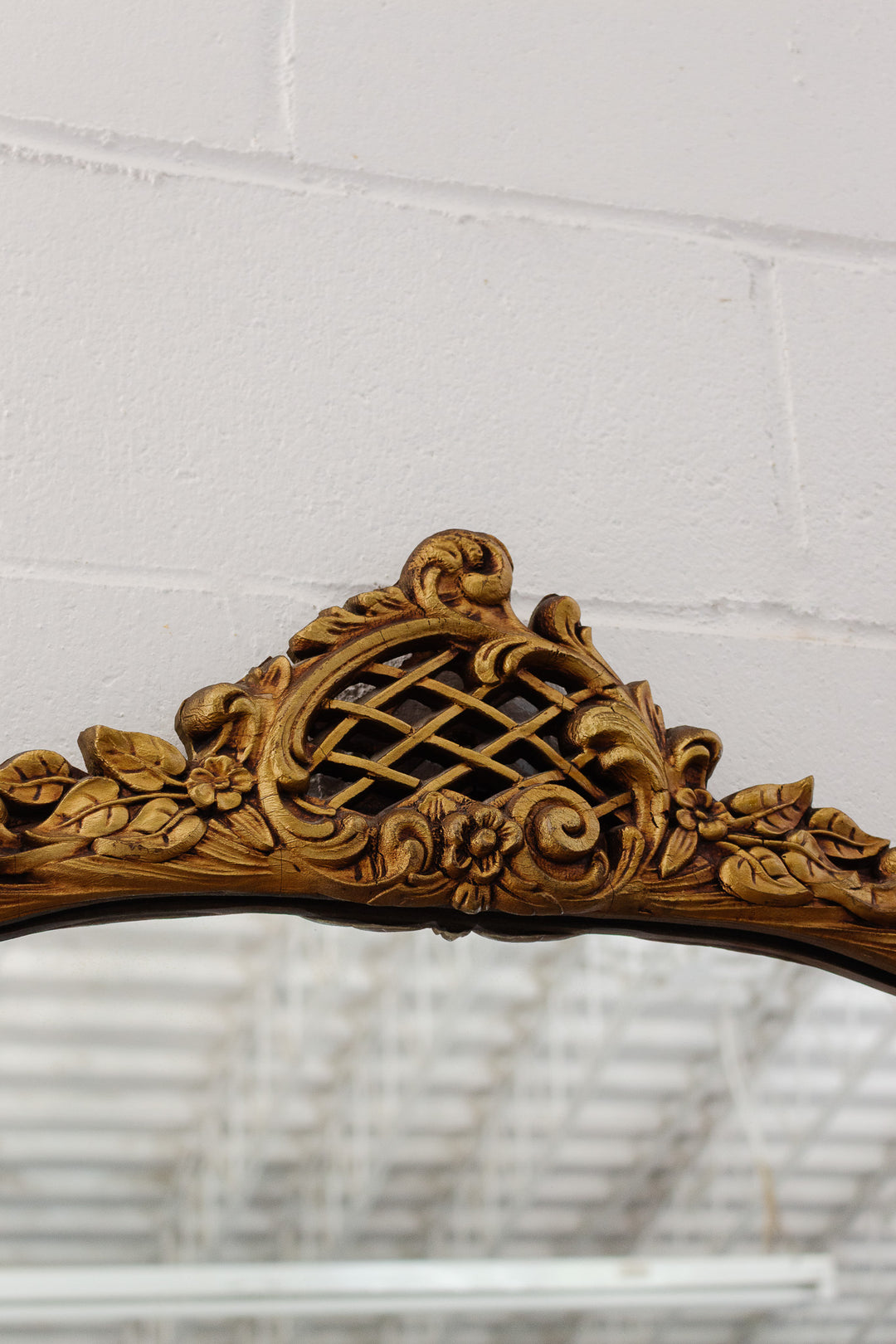 large antique french wood baroque style gilt mirror