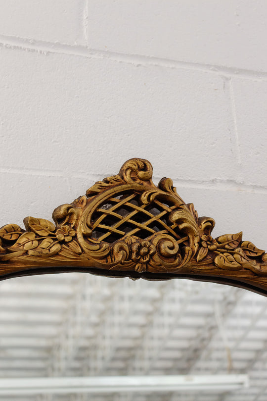 large antique french wood baroque style gilt mirror