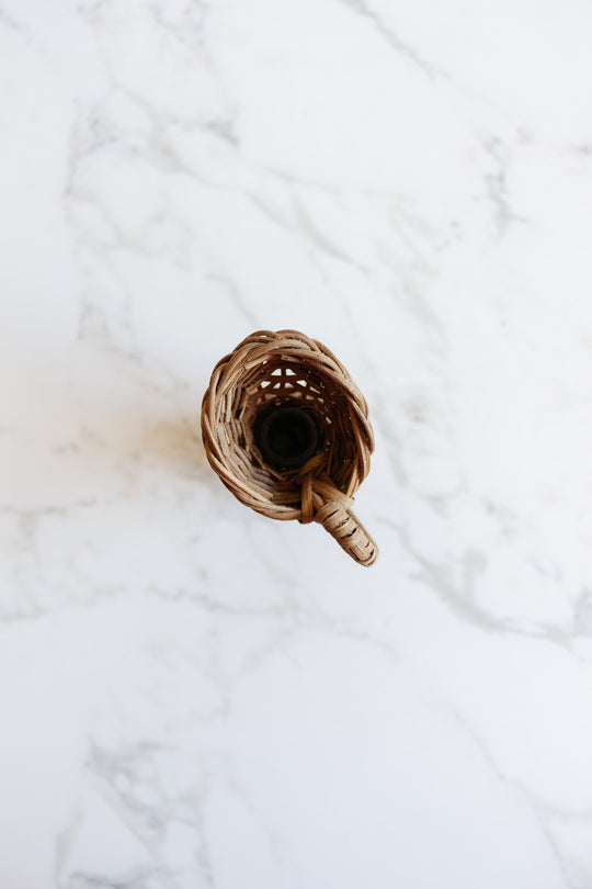 vintage french wicker wrapped bottle