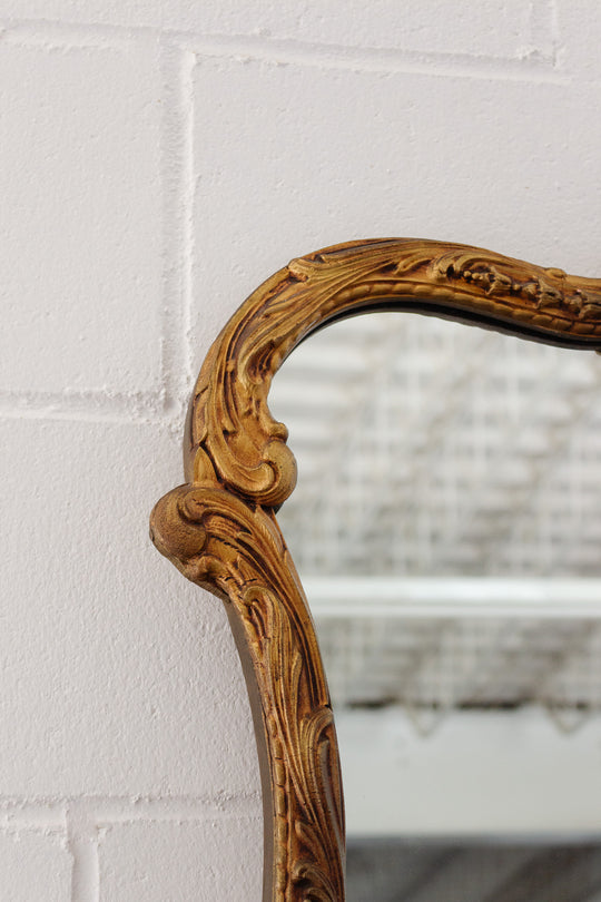 large antique french wood baroque style gilt mirror