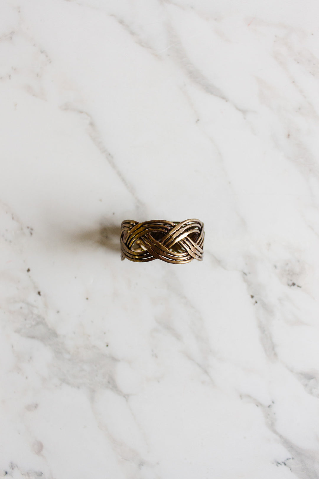 vintage french brass "woven" napkin rings, set of 4