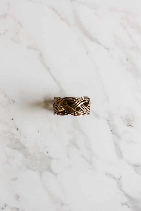 vintage french brass "woven" napkin rings, set of 4