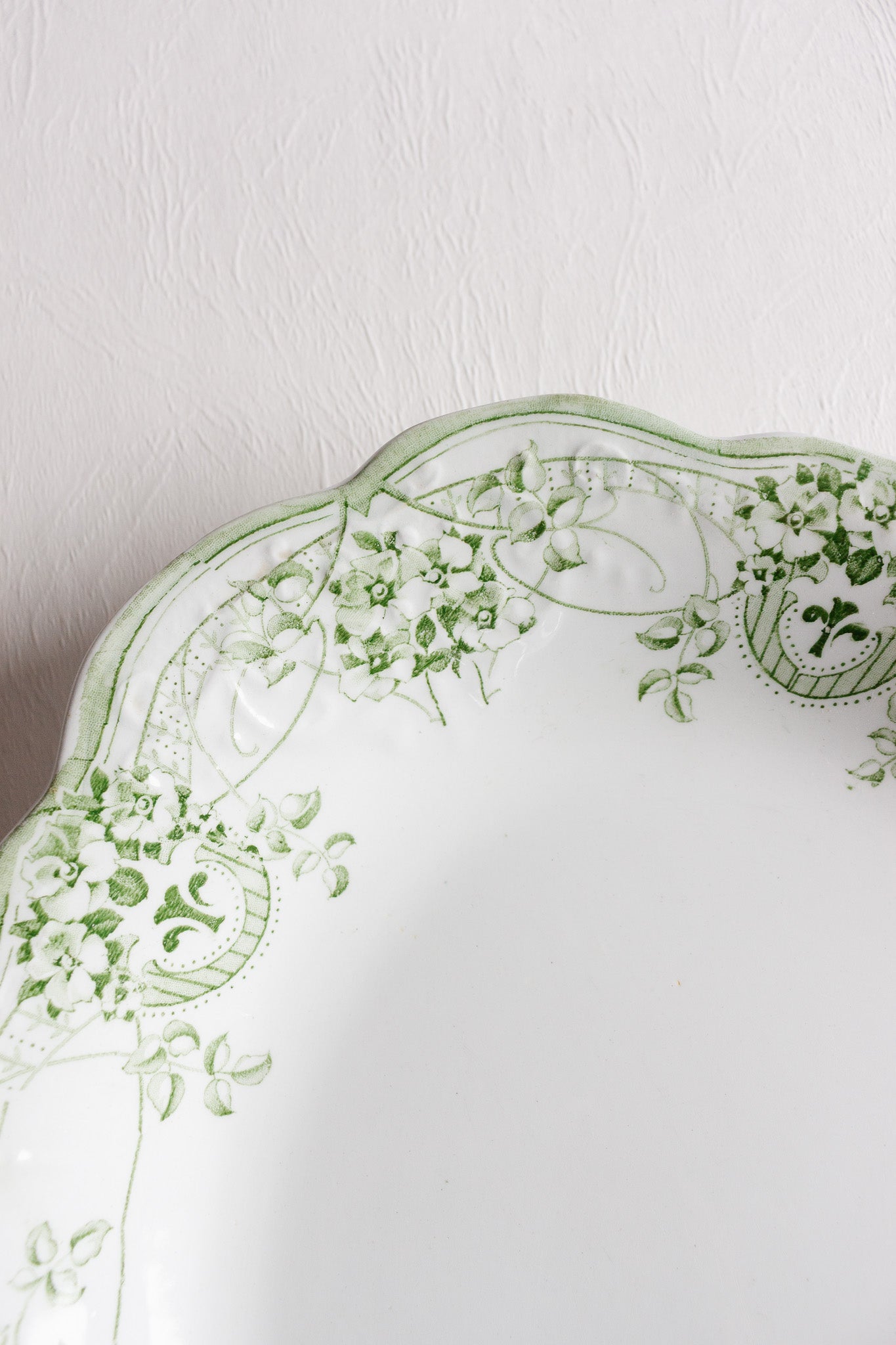 【1892〜1925年】JHW&SONS HANLEY ウィロー　デザート皿 Antique J H W & Sons Hanley Oval Platter: Green Maltese