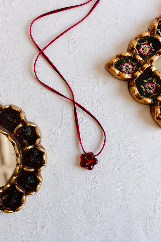 vintage french bacarrat red clover pendant