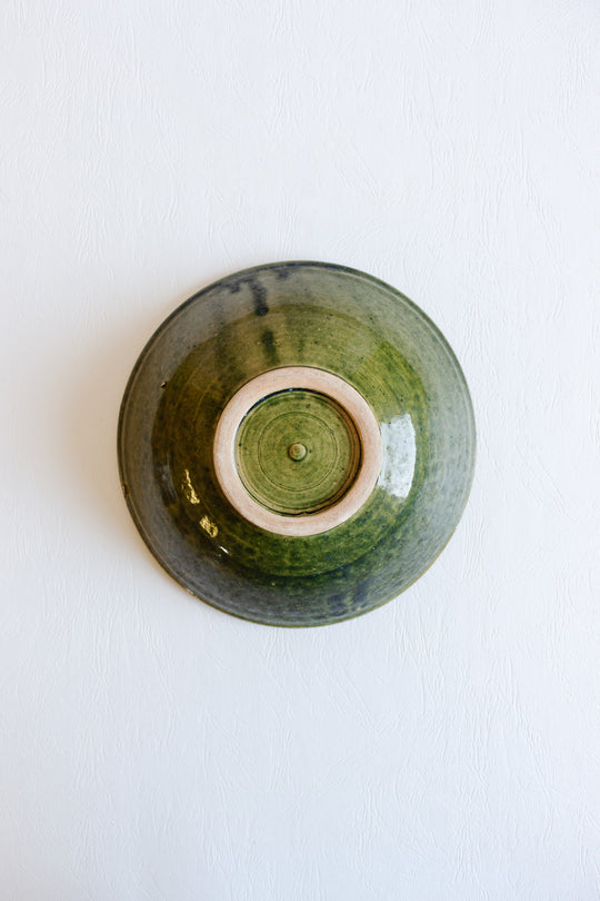 vintage french artisan hand turned glazed bowl