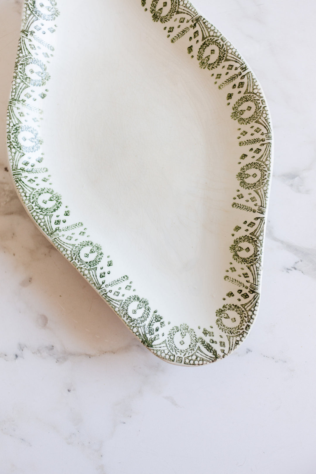 antique french st. amand green transferware ravier