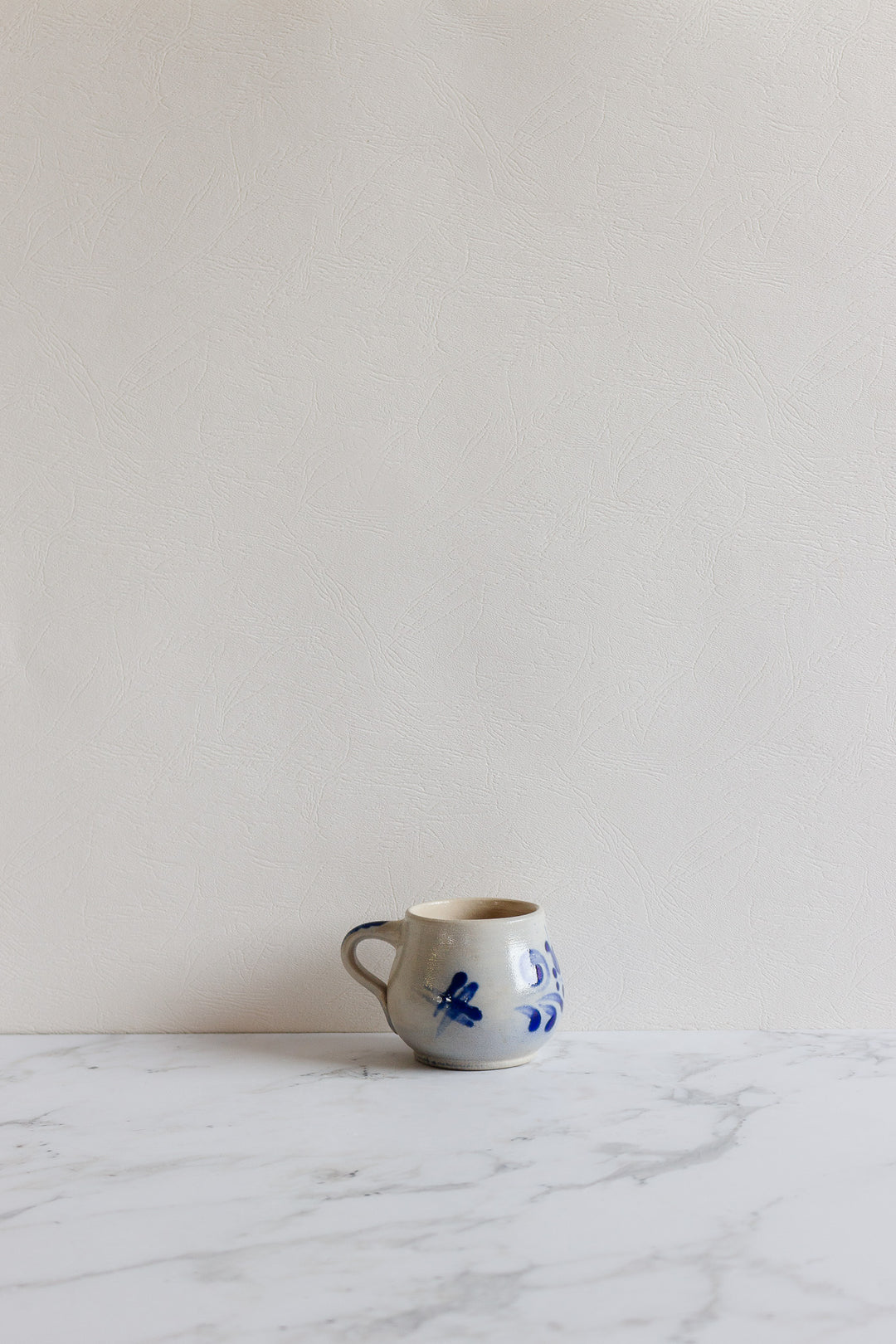 vintage west german cobalt blue salt glaze pottery mugs, set of 5
