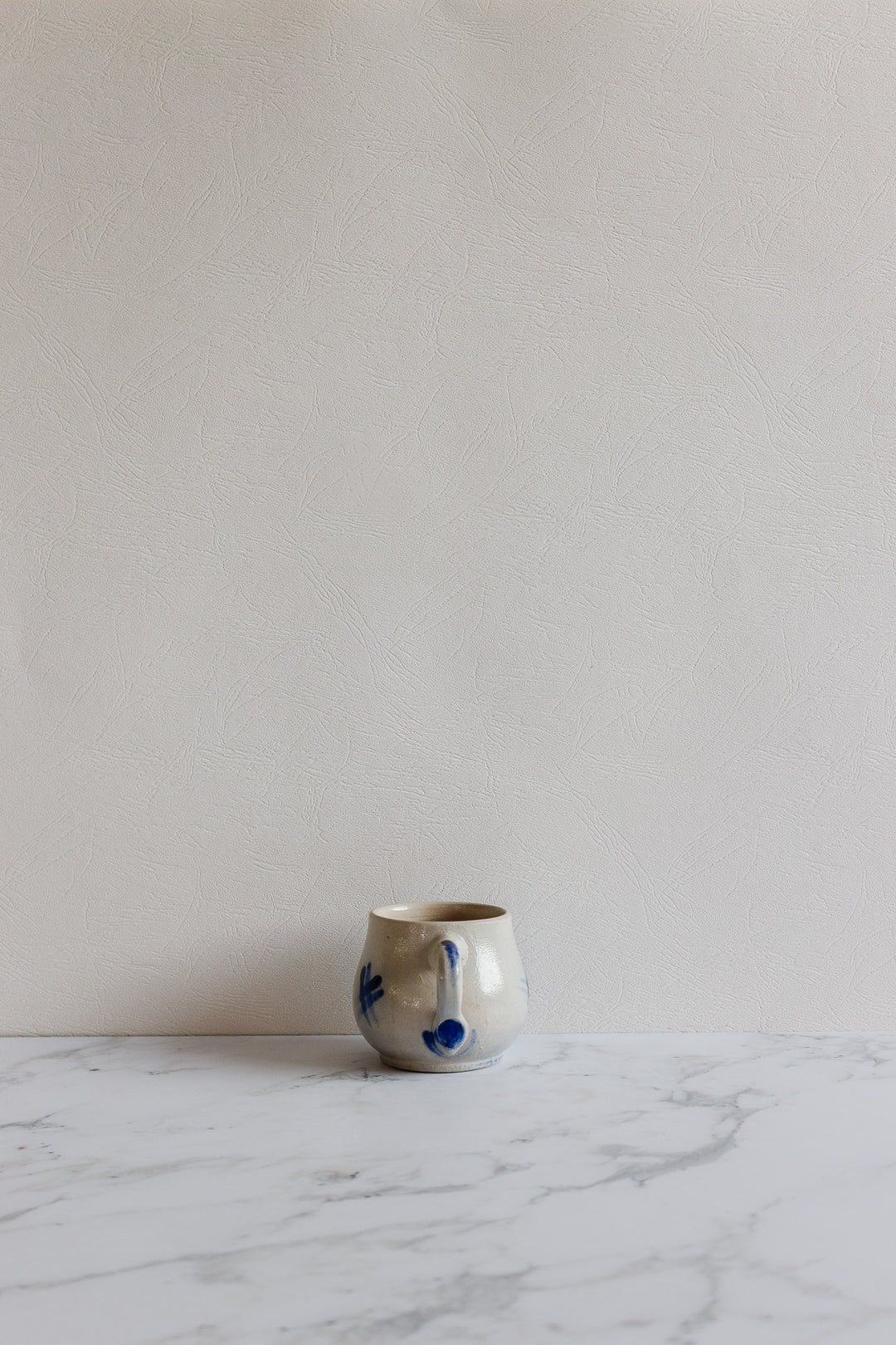 vintage west german cobalt blue salt glaze pottery mugs, set of 5