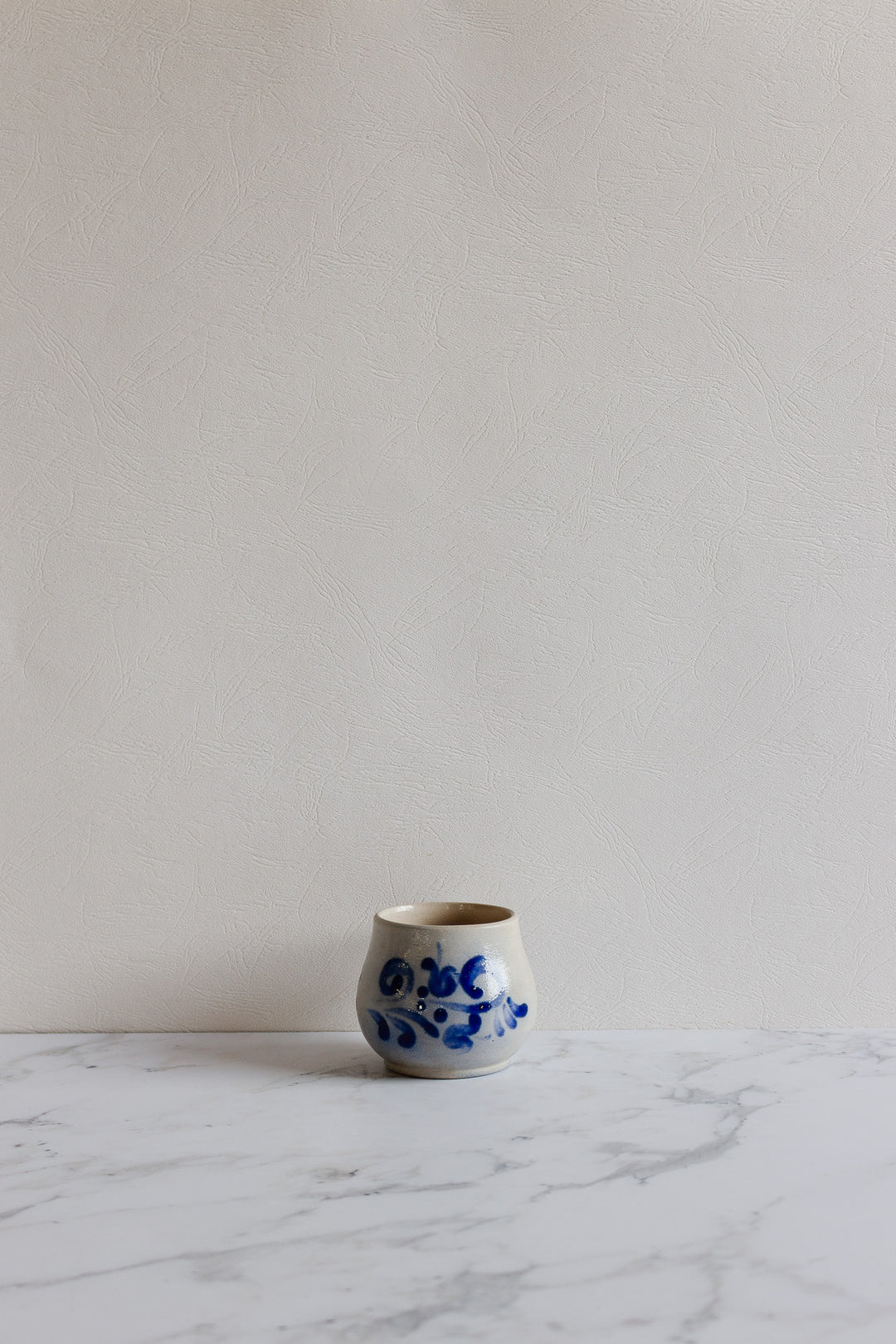 vintage west german cobalt blue salt glaze pottery mugs, set of 5