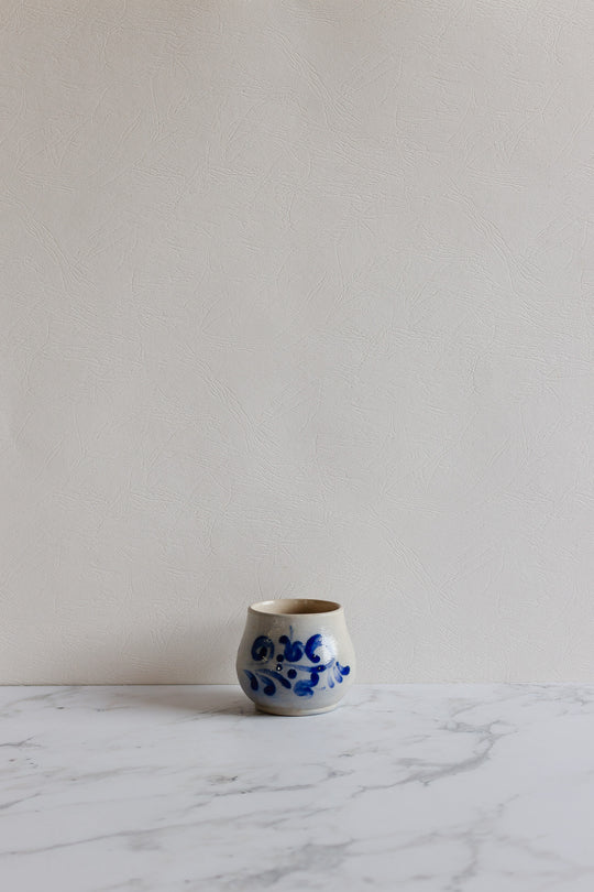 vintage west german cobalt blue salt glaze pottery mugs, set of 5