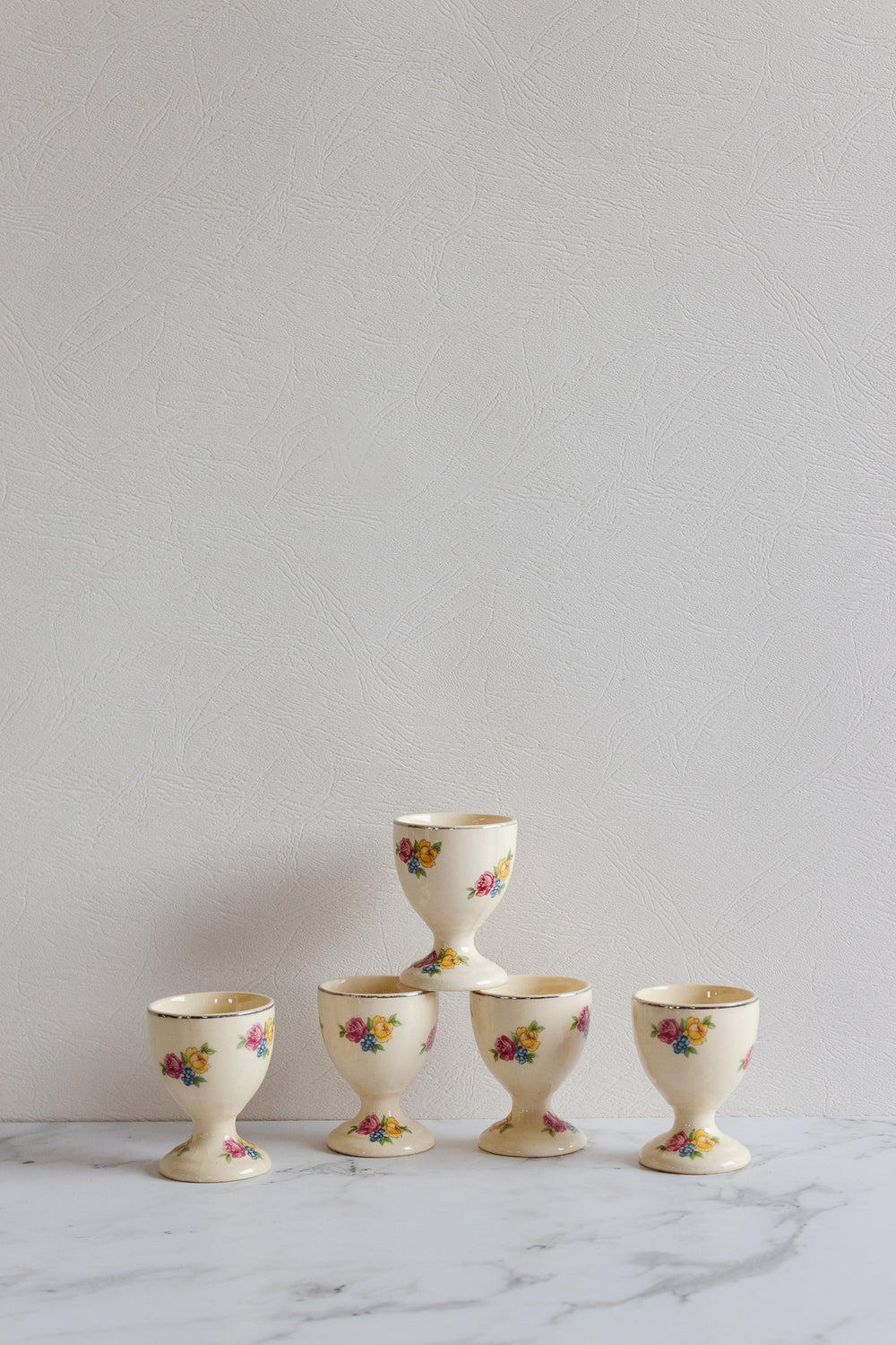 vintage czech porcelain egg cups, set of 5