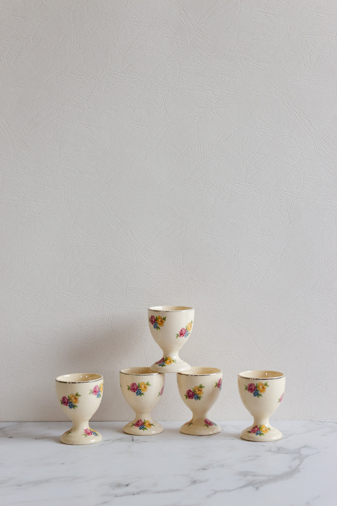 vintage czech porcelain egg cups, set of 5