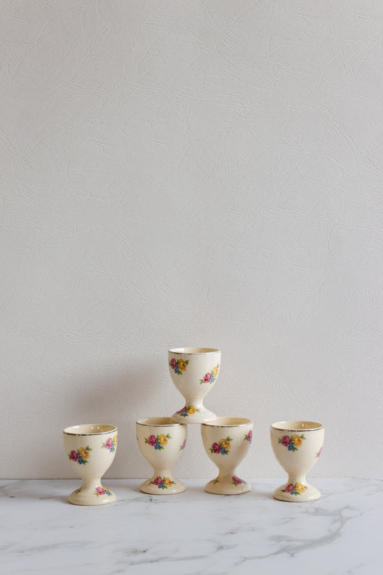 vintage czech porcelain egg cups, set of 5
