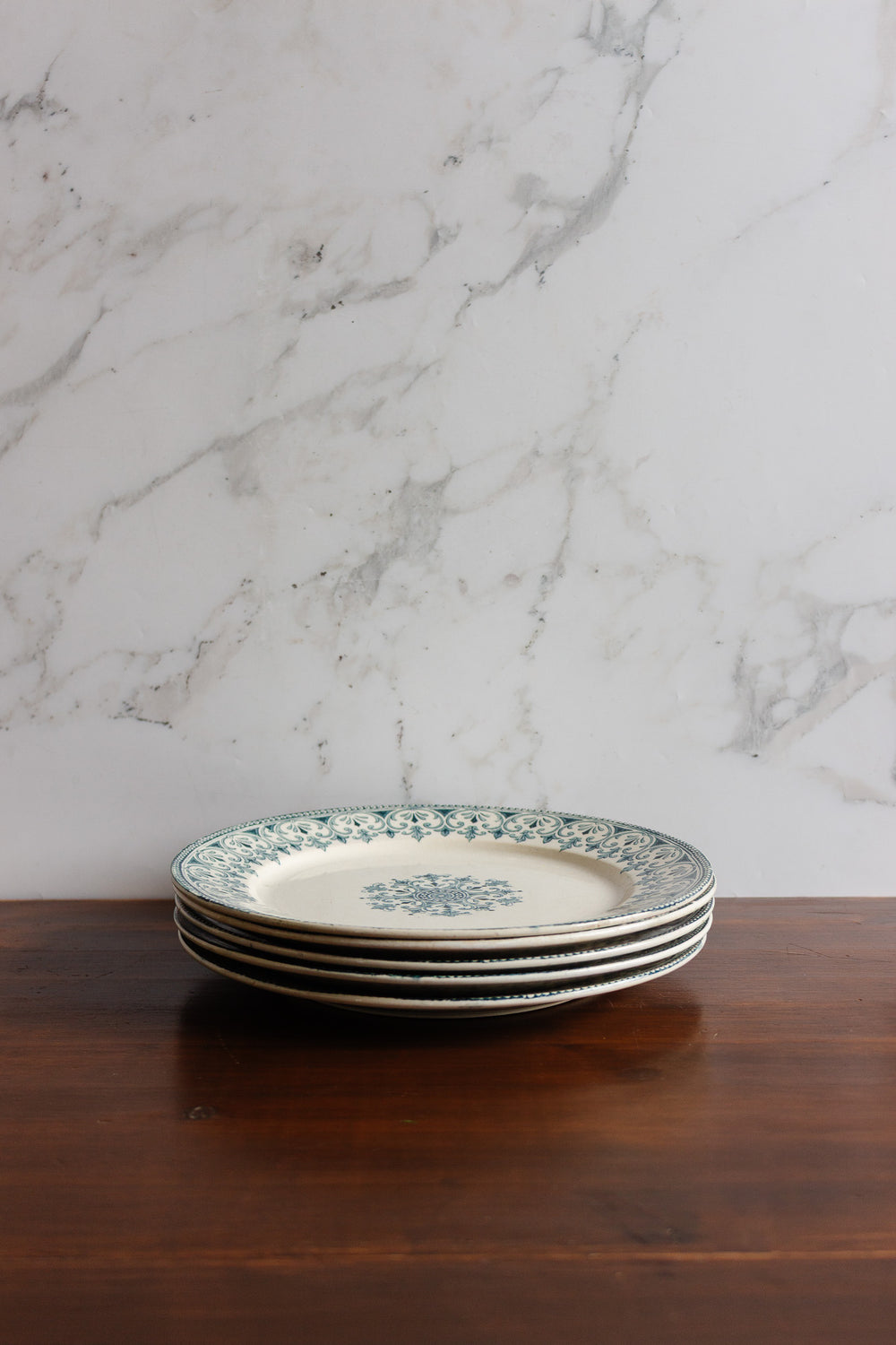 antique french Faiencerie de Thivier transferware plates