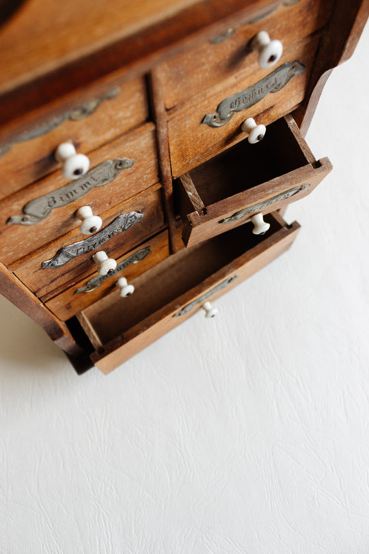 antique german spice cabinet