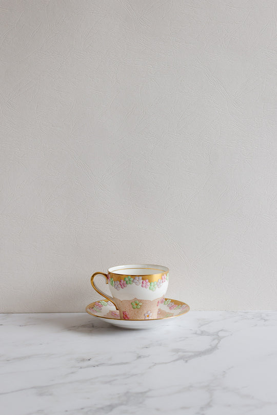 vintage English bell floral and gilt teacup