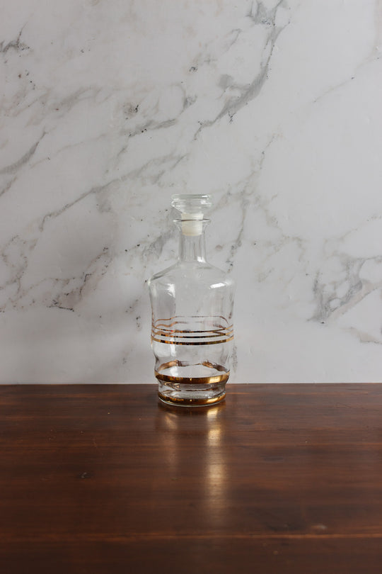 french art deco gold striped decanter set