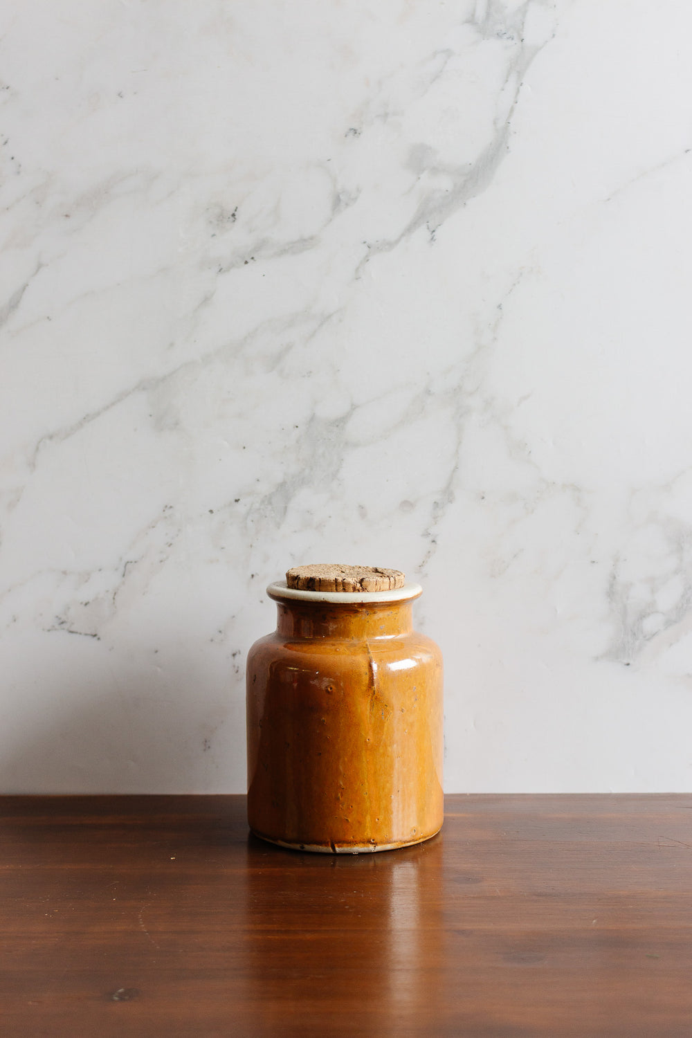 vintage french burnt orange stoneware mustard jar
