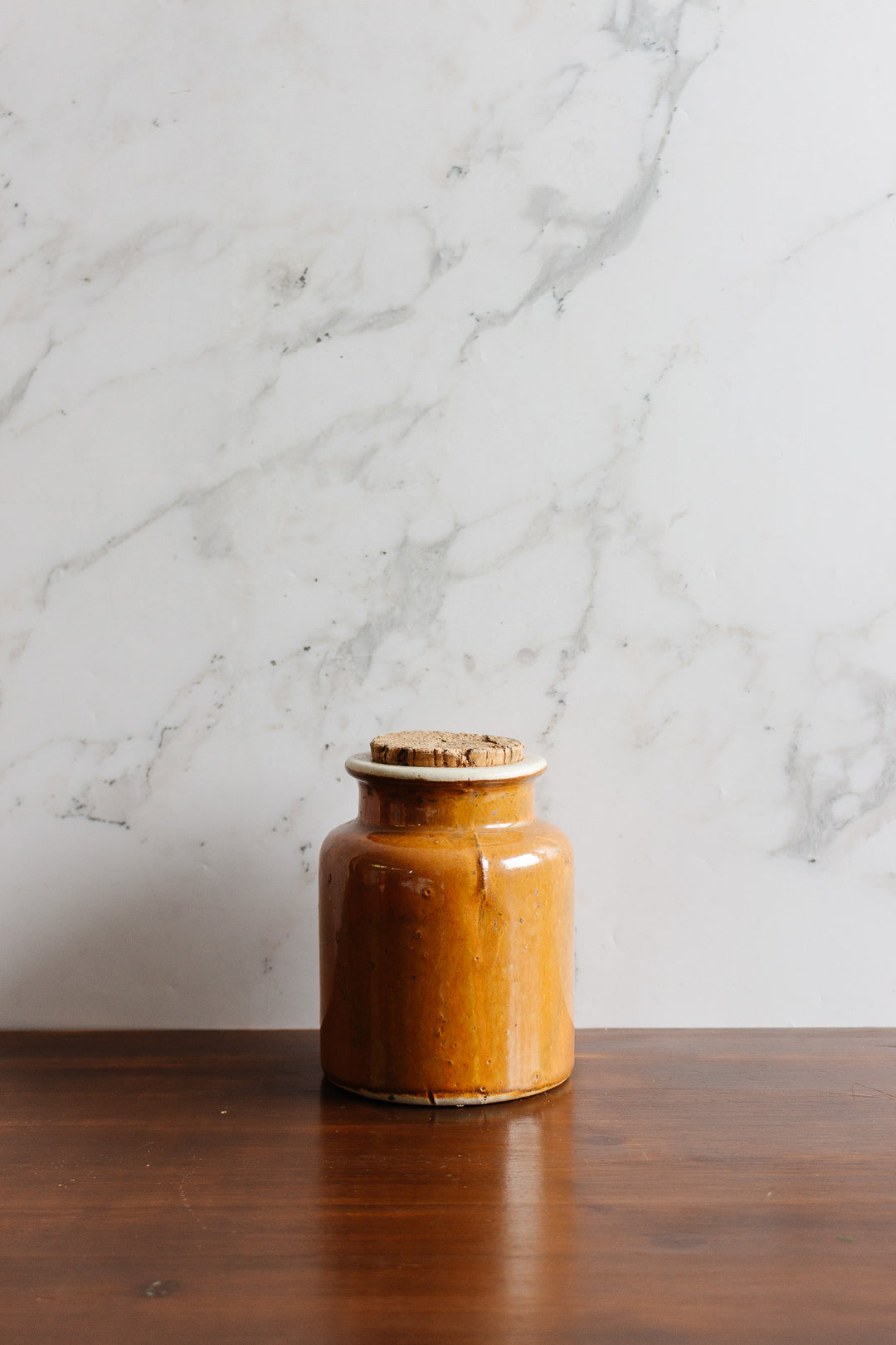 vintage french burnt orange stoneware mustard jar