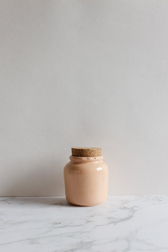 vintage french pink mustard jar
