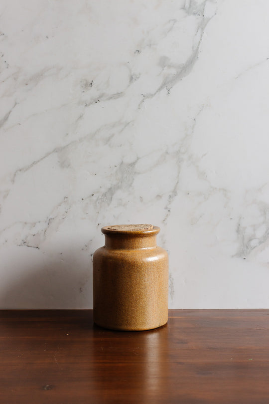 vintage french brown stoneware mustard jar