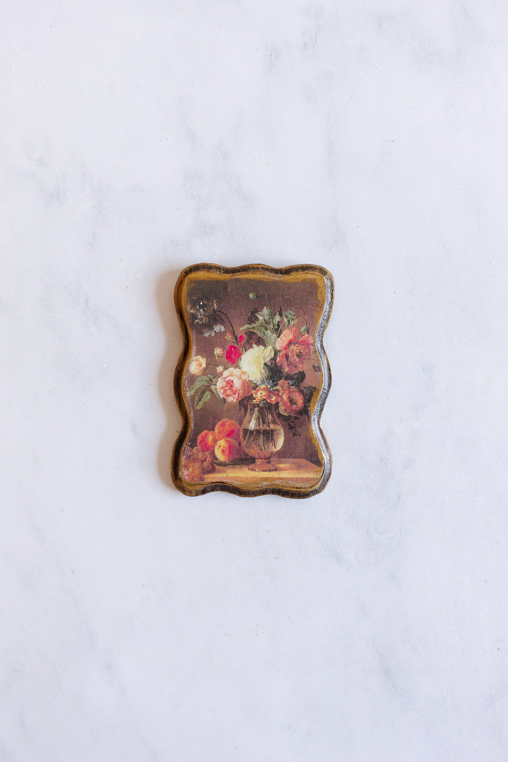 pair of petite midcentury Italian wood plaque prints