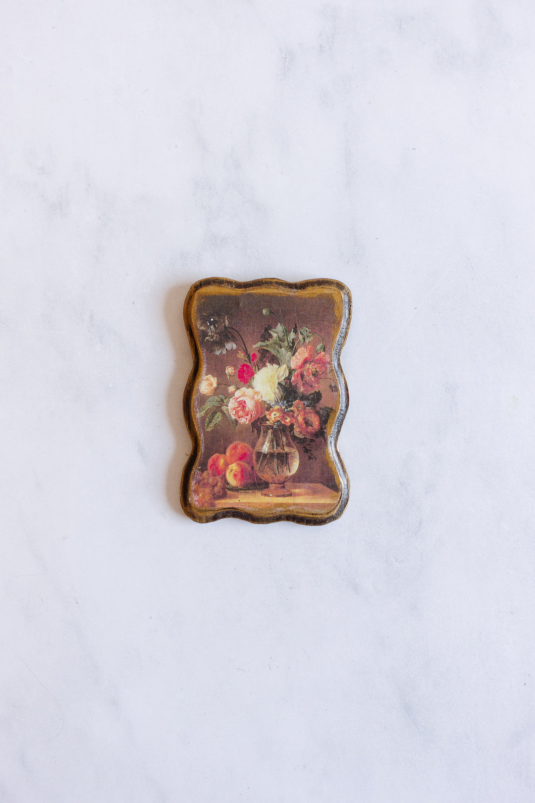 pair of petite midcentury Italian wood plaque prints