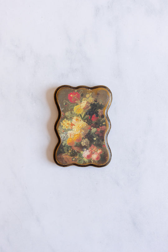 pair of petite midcentury Italian wood plaque prints