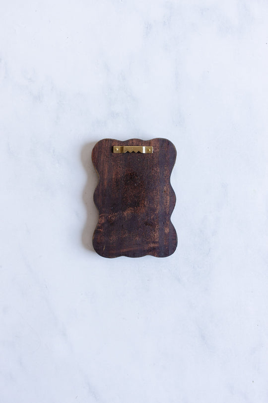 pair of petite midcentury Italian wood plaque prints