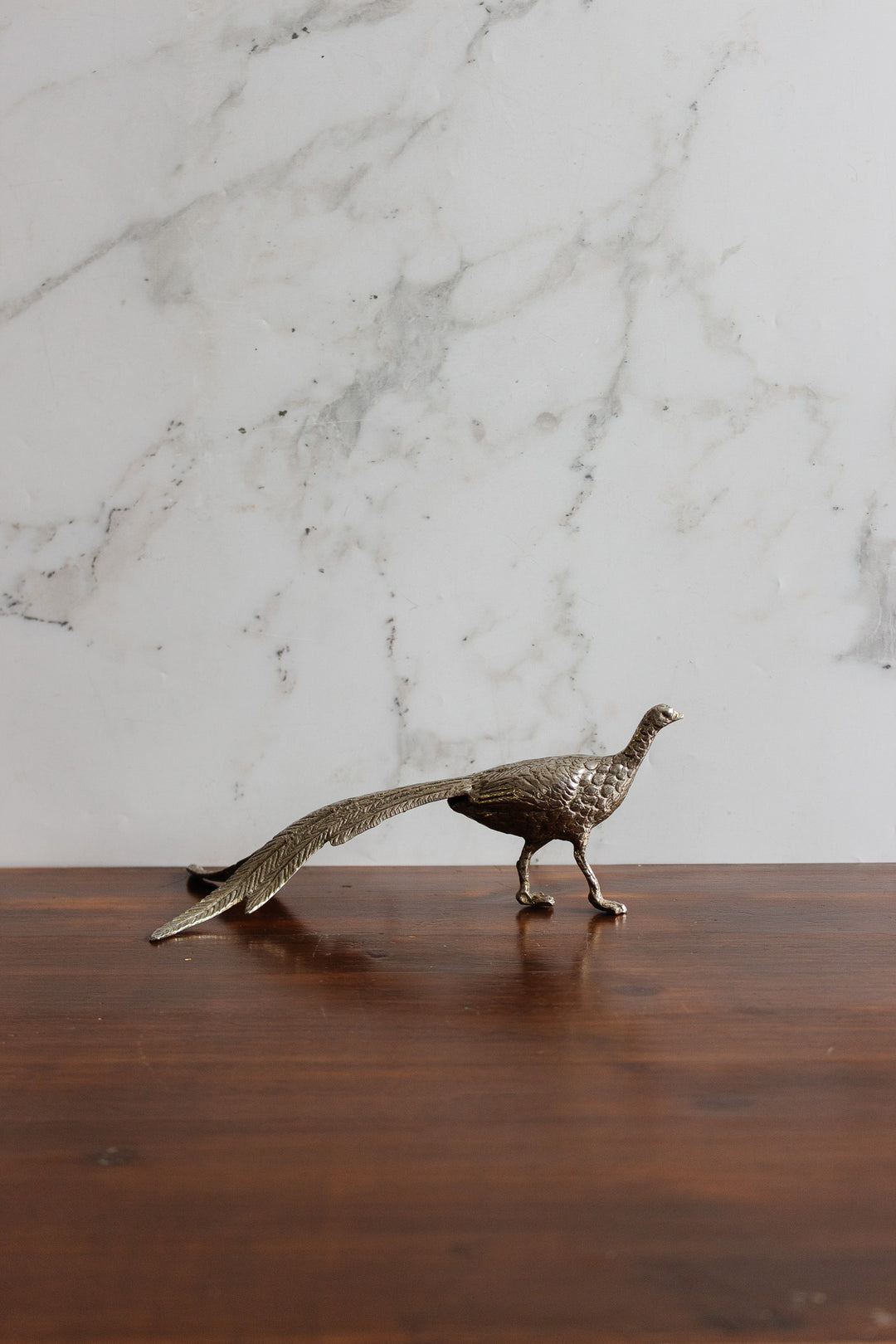 antique french pair of petite metal pheasants
