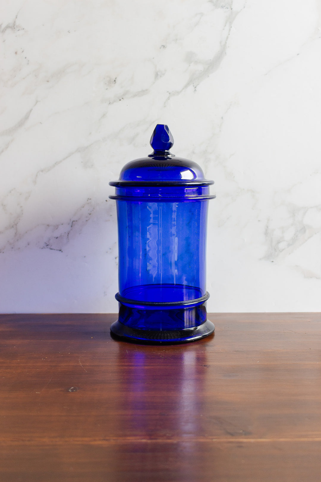 vintage french cobalt blue glass apothecary jar