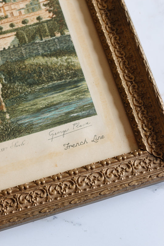 antique "the french line" transatlantique framed menu cover