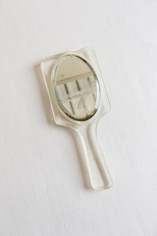 1970s french acrylic hand held mirror