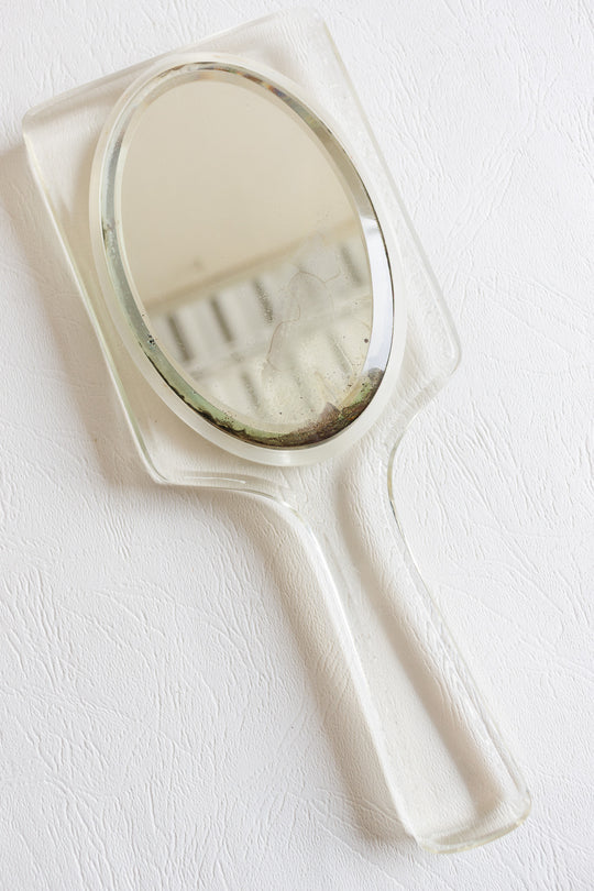 1970s french acrylic hand held mirror