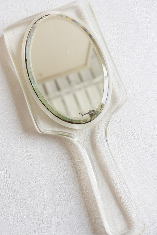 1970s french acrylic hand held mirror