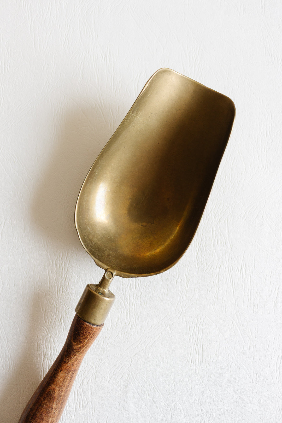 antique french brass and wood grain scoop