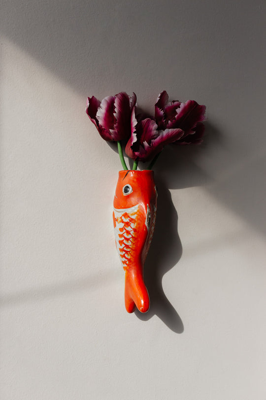 vintage french hand painted koi bouquetière