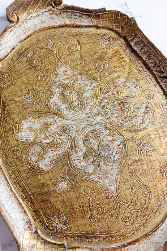 classic vintage italian gold florentine tray