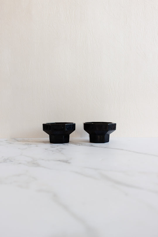 pair of vintage french octime black candleholders