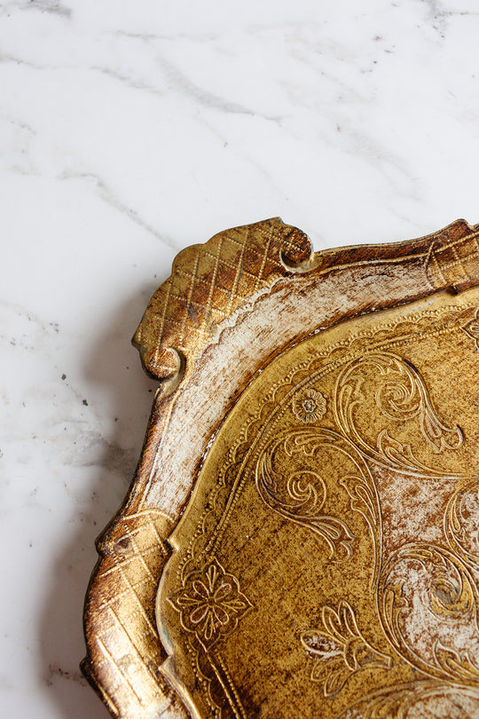 classic vintage italian gold florentine tray