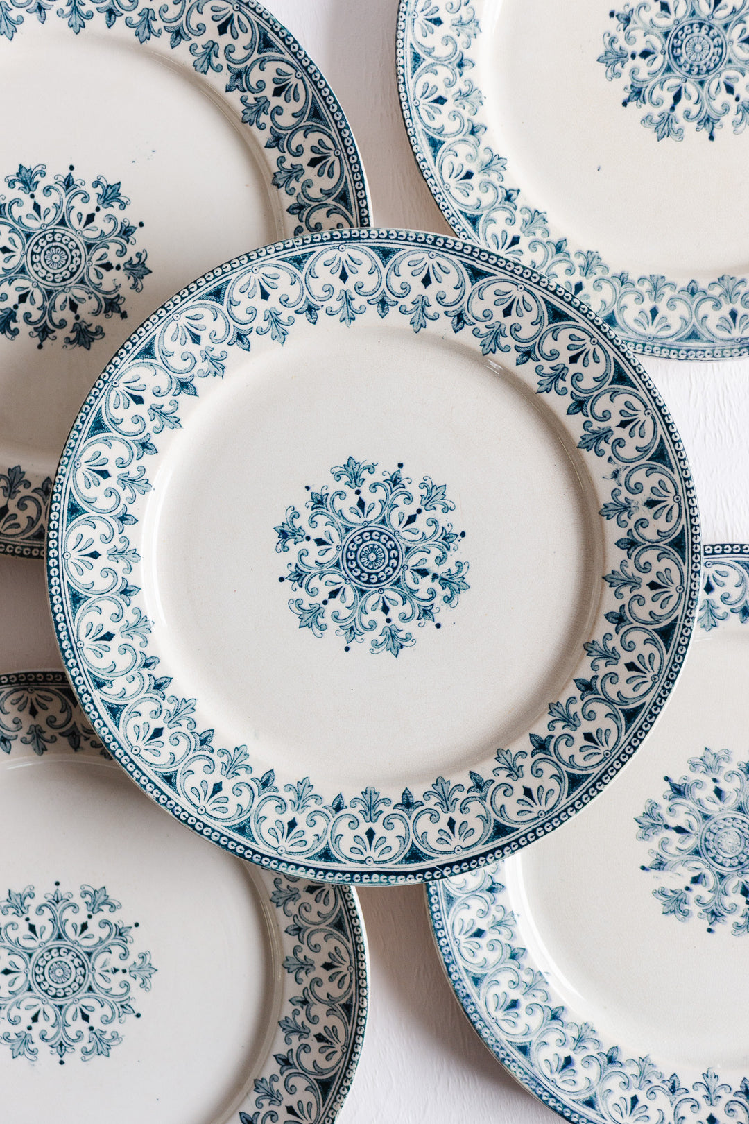 antique french Faiencerie de Thivier transferware plates