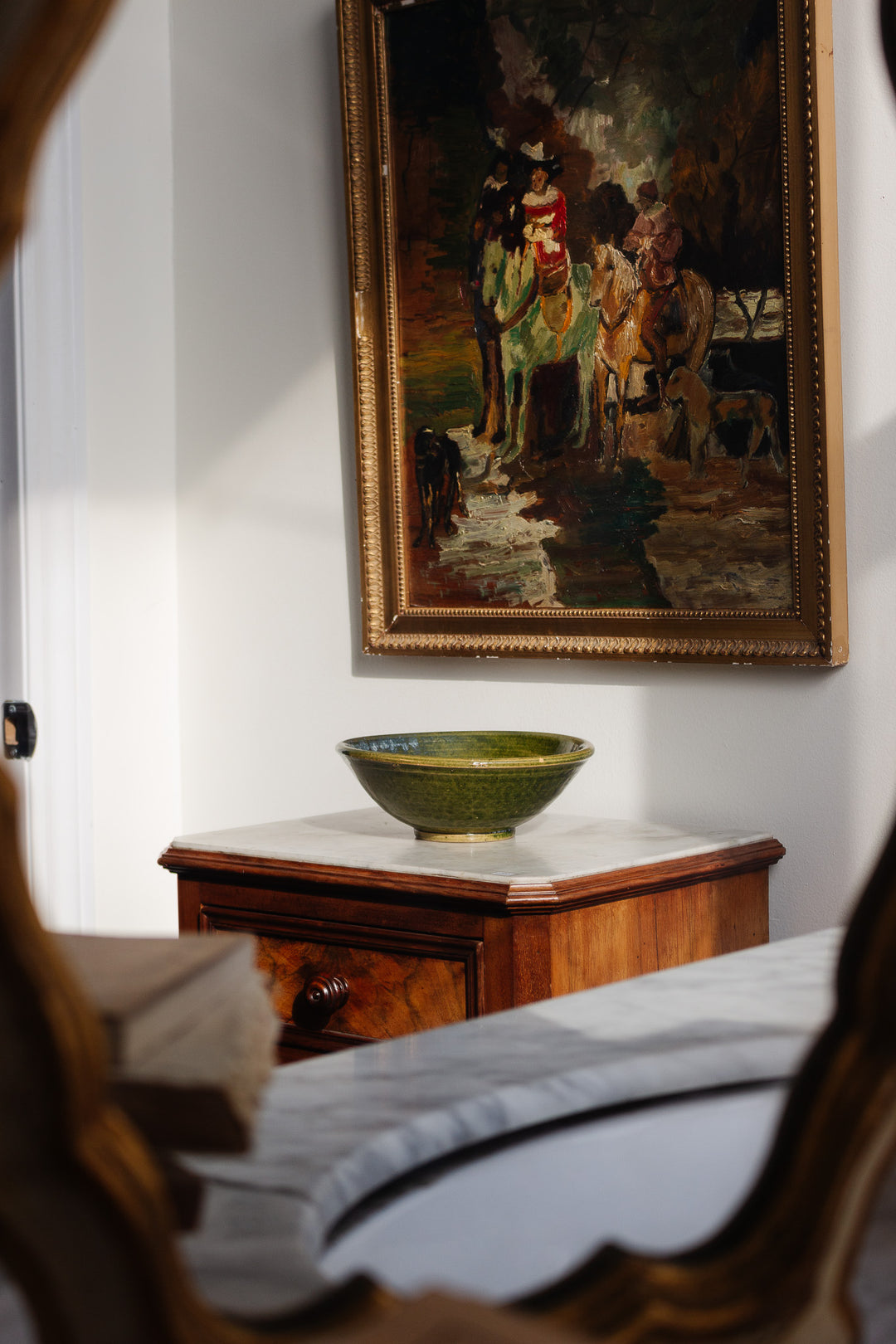 vintage french artisan hand turned glazed bowl
