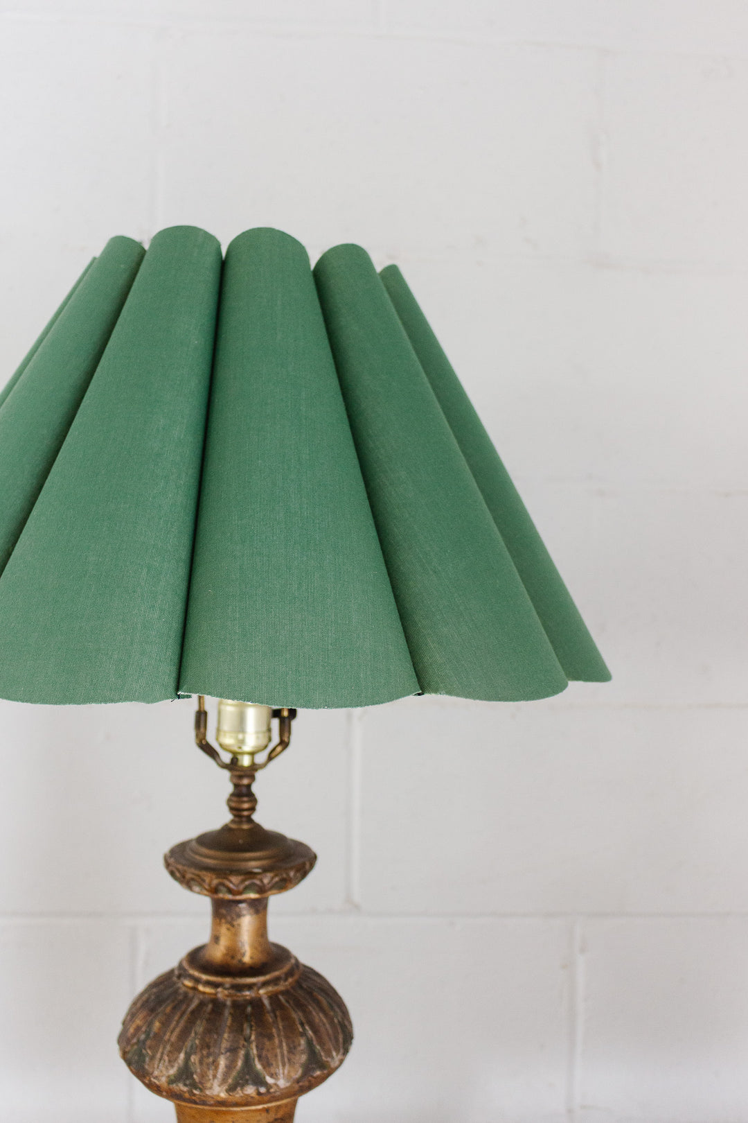 vintage green scalloped fabric lampshade