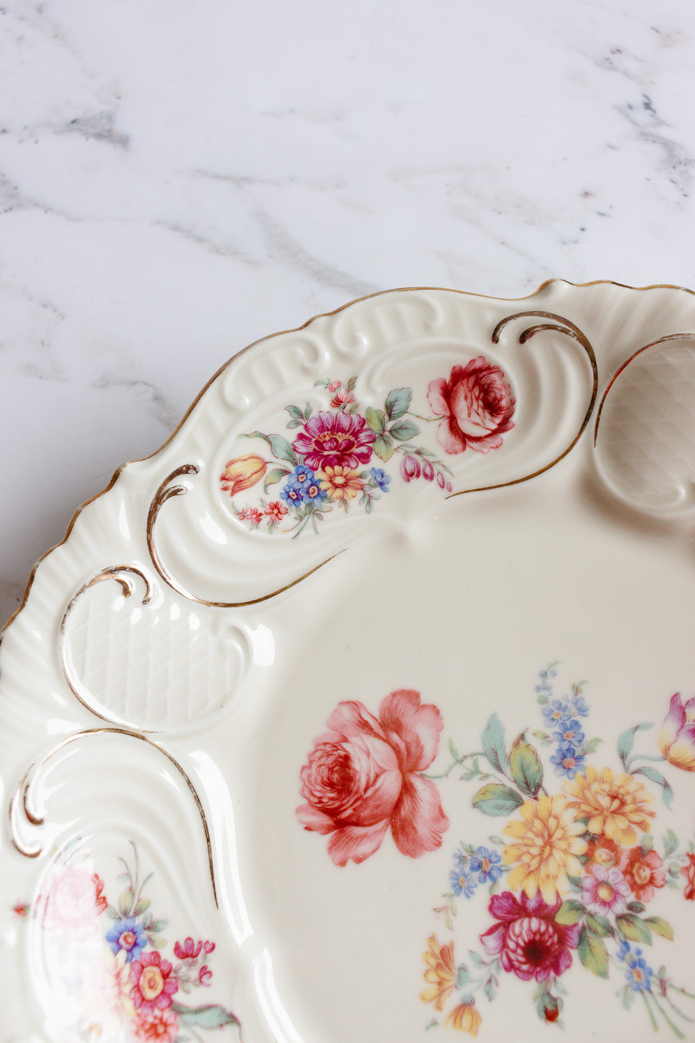 vintage bavarian transferware floral plate